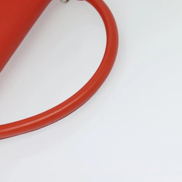 CELINE Trapeze Medium Hand Bag Suede Leather 2way Red Silver Auth gh084 - Picture 9 of 15